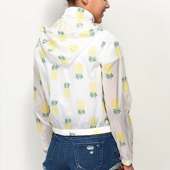 Jolt pineapple White & Yellow Bomber rain Jacket w/Hood Sz-M. S10 - Picture 1 of 10